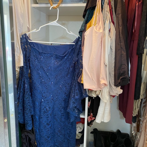 Venus - Sparkly Navy Dress with Bell Sleeves - Picture 3 of 3